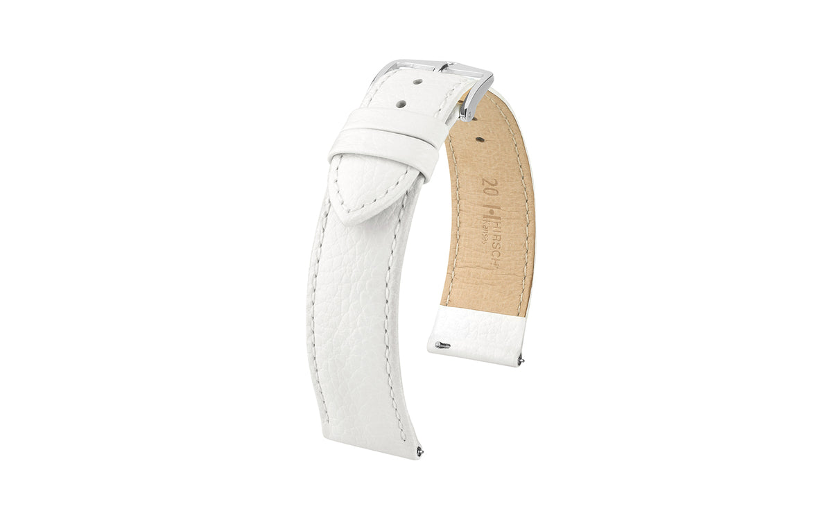 Kansas by HIRSCH - Women&#39;s White Buffalo Embossed Calfskin Leather Watch Strap