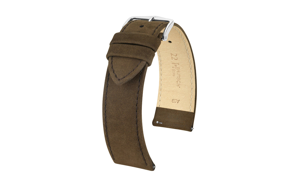 Osiris Nubuck by HIRSCH - Men's Brown Suede-Effect Nubuck Leather Watch Strap