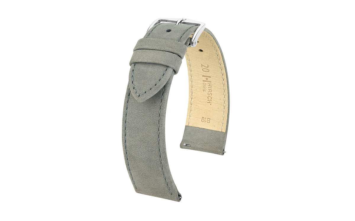 Osiris Nubuck by HIRSCH - Women&#39;s Gray Nubuck Leather Watch Strap