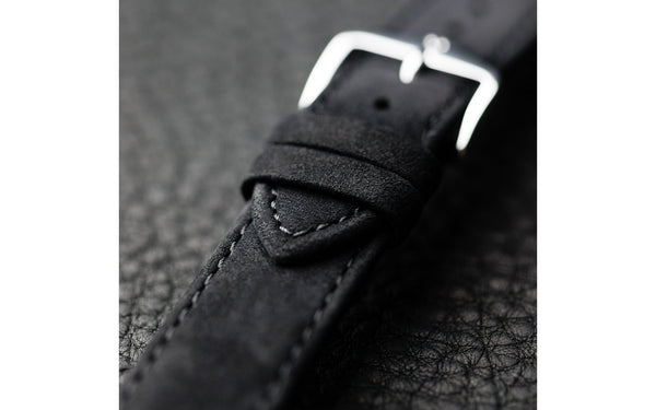 Osiris Nubuck by HIRSCH - Women's Black Suede-Effect Nubuck Leather Watch Strap