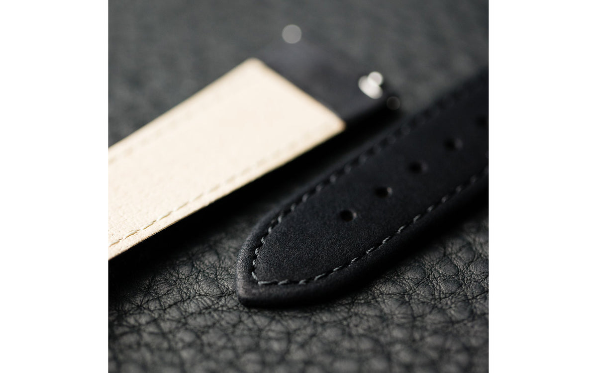 Osiris Nubuck by HIRSCH - Women&#39;s LONG Black Nubuck Leather Watch Strap