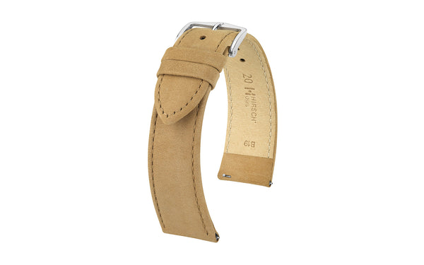 Osiris Nubuck by HIRSCH - Women's LONG Beige Suede-Effect Nubuck Leather Watch Strap