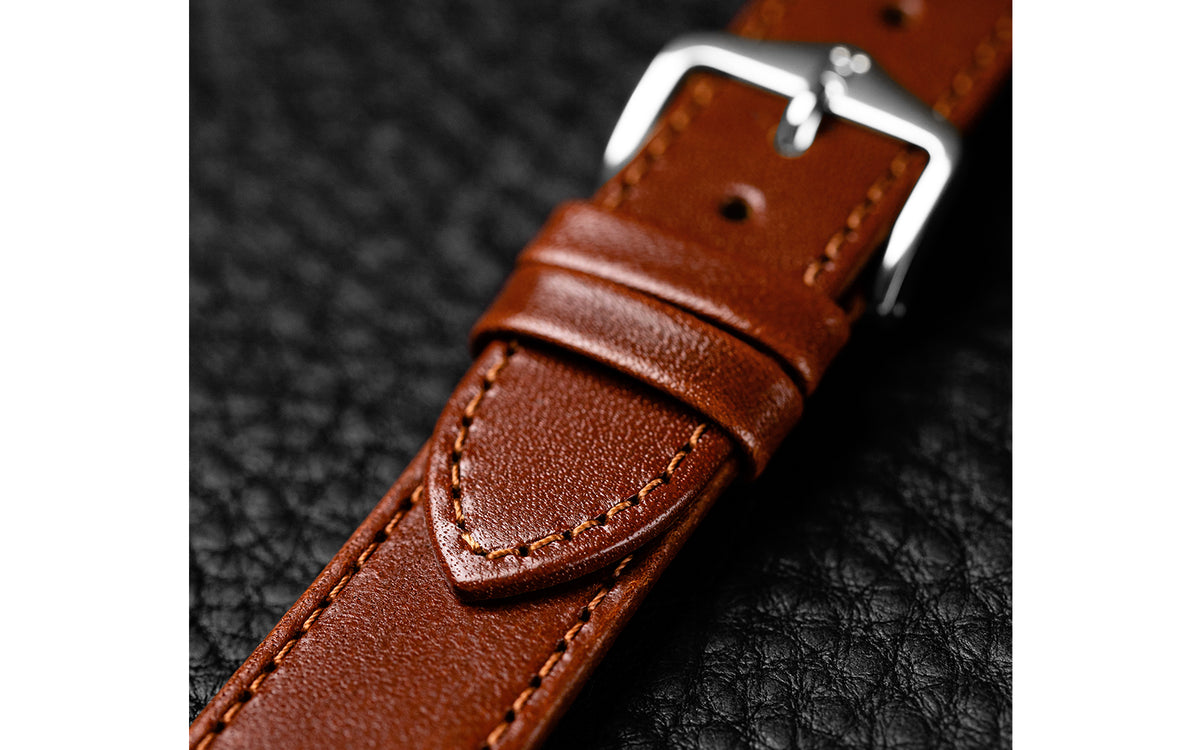 Osiris by HIRSCH - Men&#39;s Chestnut Calfskin Leather Watch Strap