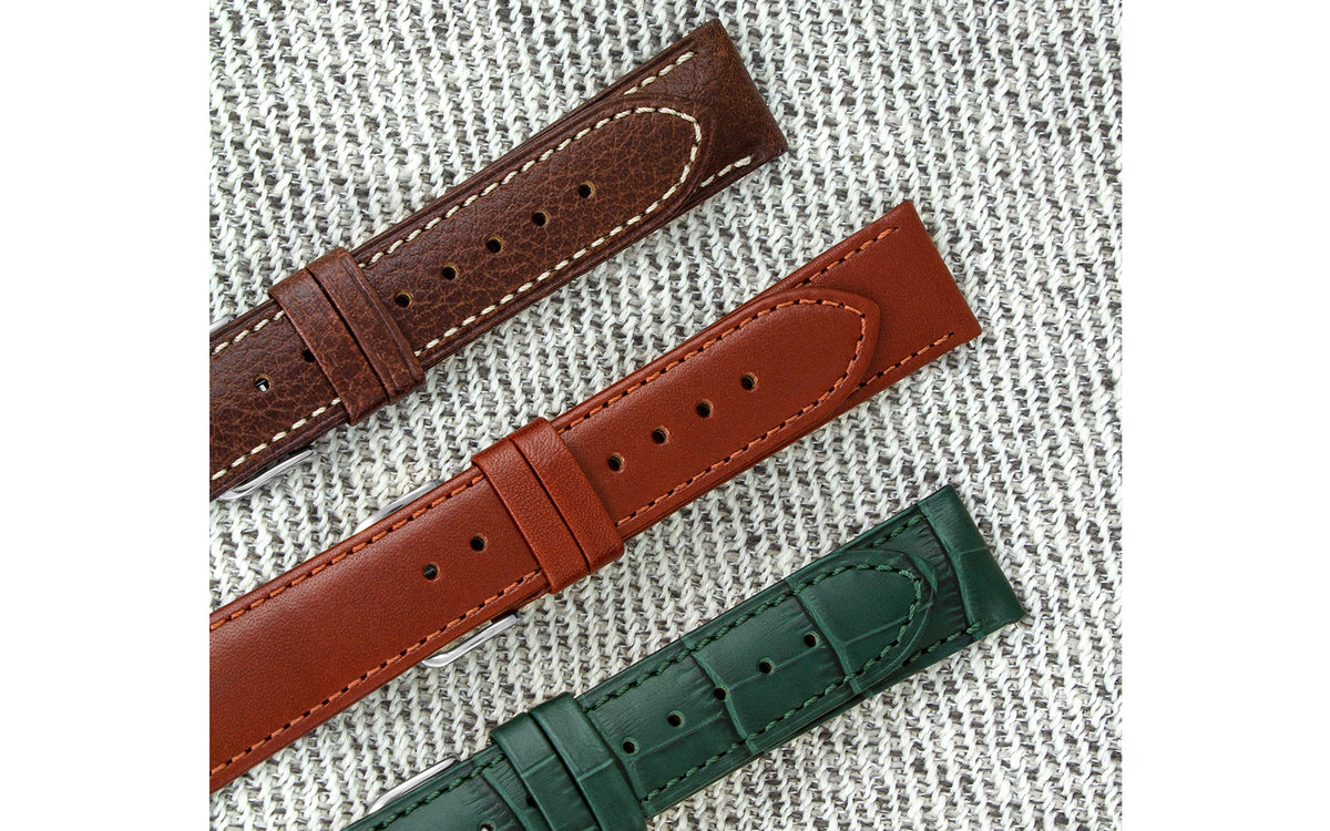 Osiris by HIRSCH - Men&#39;s SHORT Chestnut Calfskin Leather Watch Strap