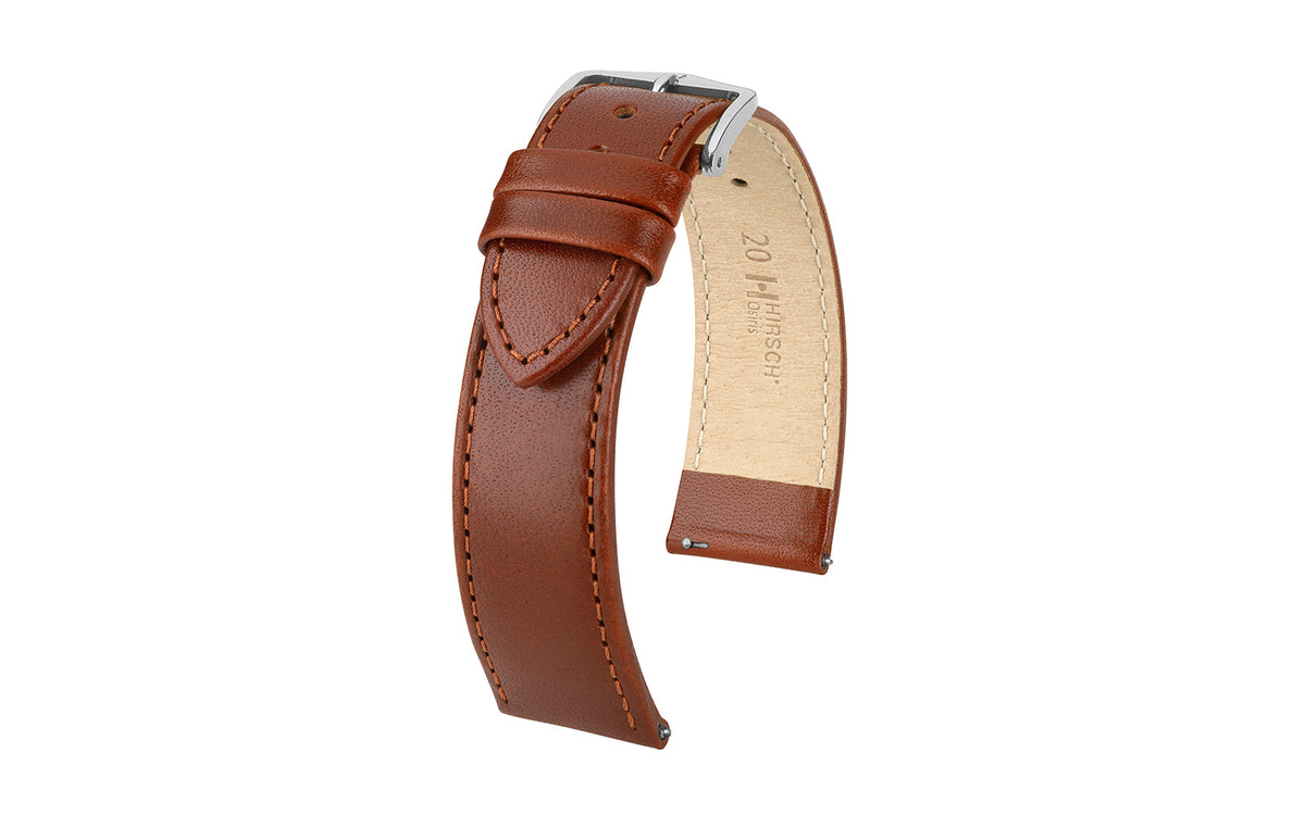 Osiris by HIRSCH - Women&#39;s Chestnut Calfskin Leather Watch Strap