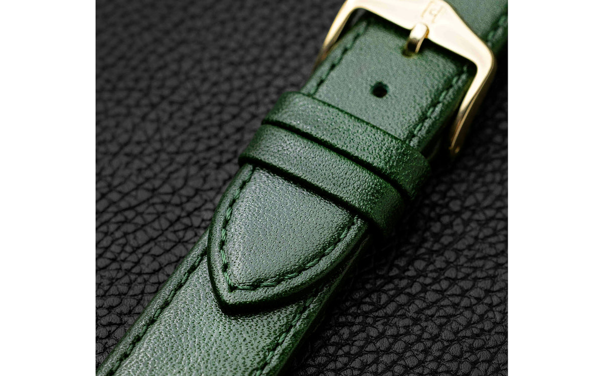 Osiris by HIRSCH - Men&#39;s Green Calfskin Leather Watch Strap