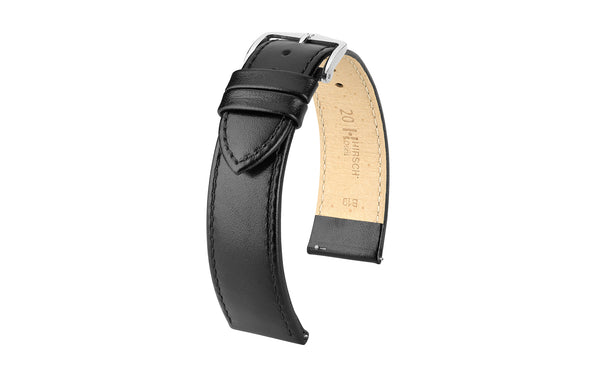 Osiris by HIRSCH - Men's SHORT Black Calfskin Leather Watch Strap
