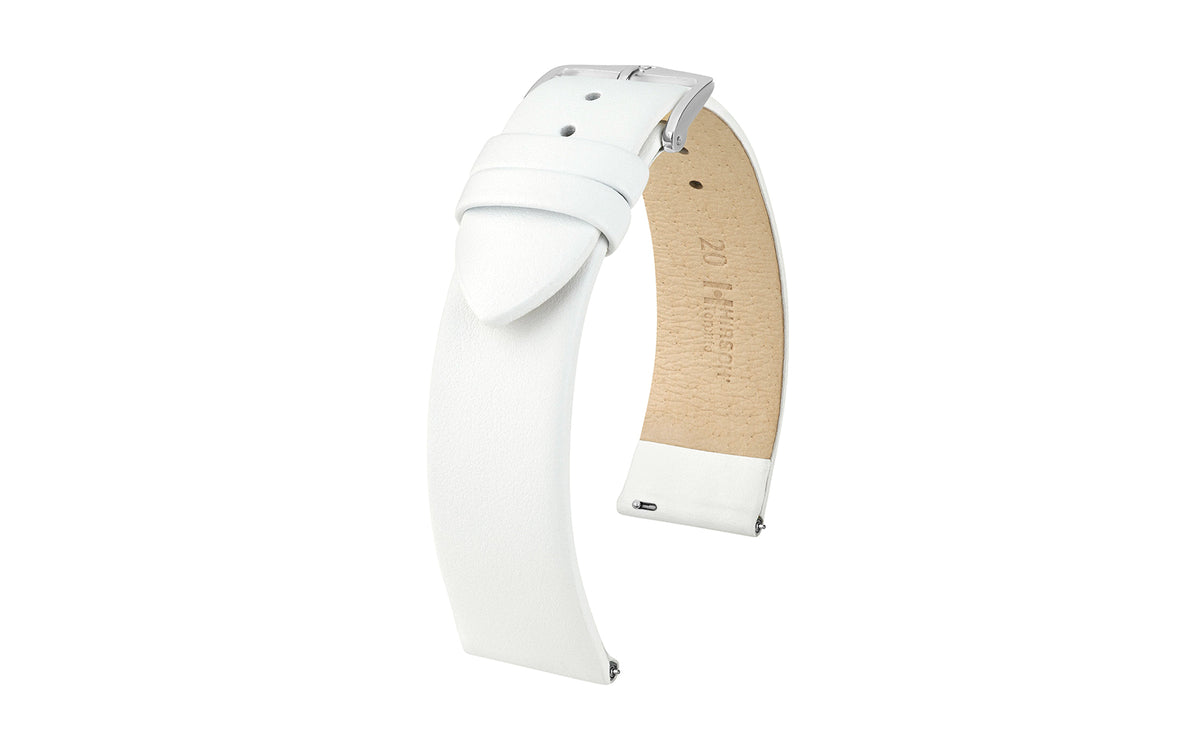 Toronto by HIRSCH - Men&#39;s SHORT White Fine-Grain Italian Leather Watch Strap