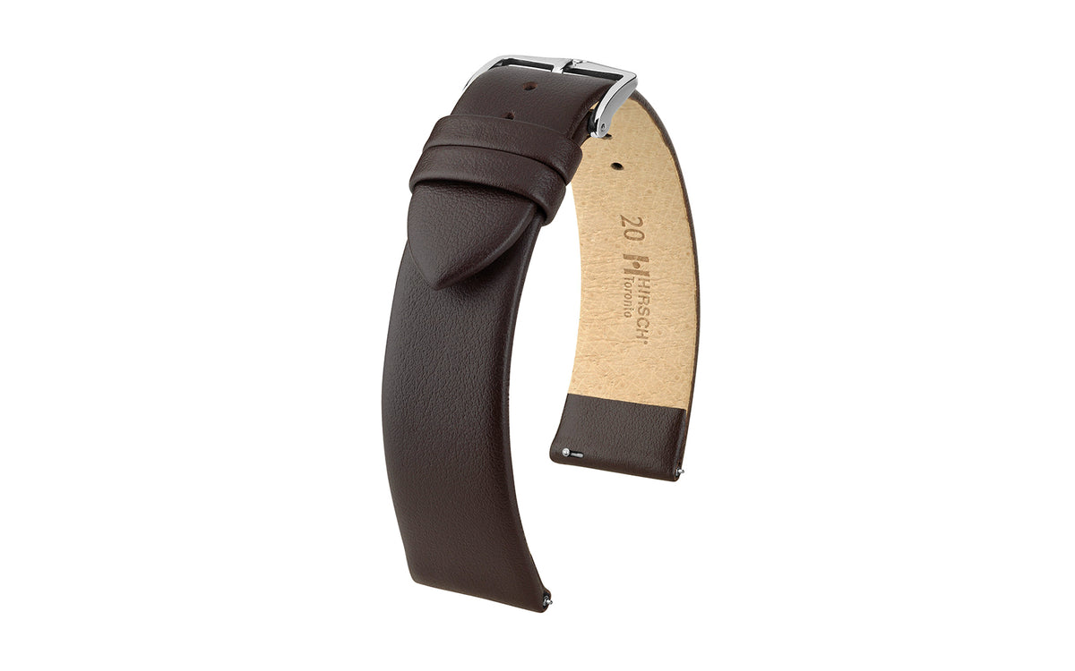 Toronto by HIRSCH - Men&#39;s LONG Brown Fine-Grain Italian Leather Watch Strap