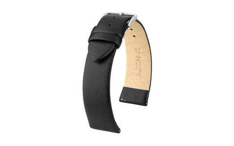 Toronto by HIRSCH - Men's LONG Black Fine-Grain Italian Leather Watch Strap