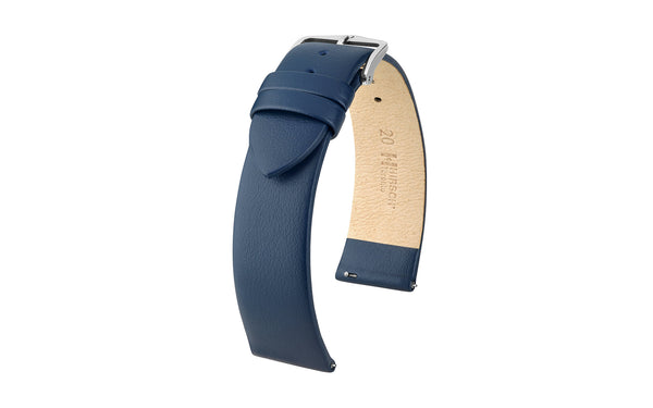 Toronto by HIRSCH - Men's SHORT Blue Fine-Grain Italian Leather Watch Strap