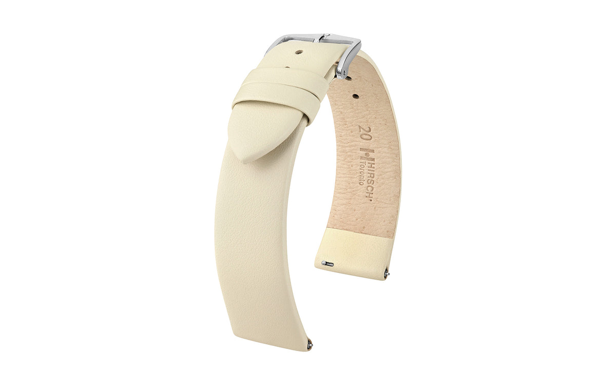 Toronto by HIRSCH - Women&#39;s LONG Beige Fine-Grain Italian Leather Watch Strap