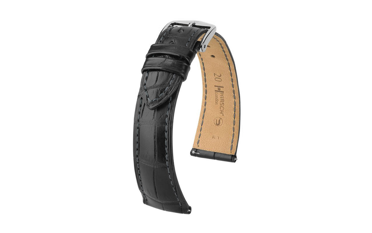 London by HIRSCH - Men&#39;s Black Louisiana Alligator Watch Strap