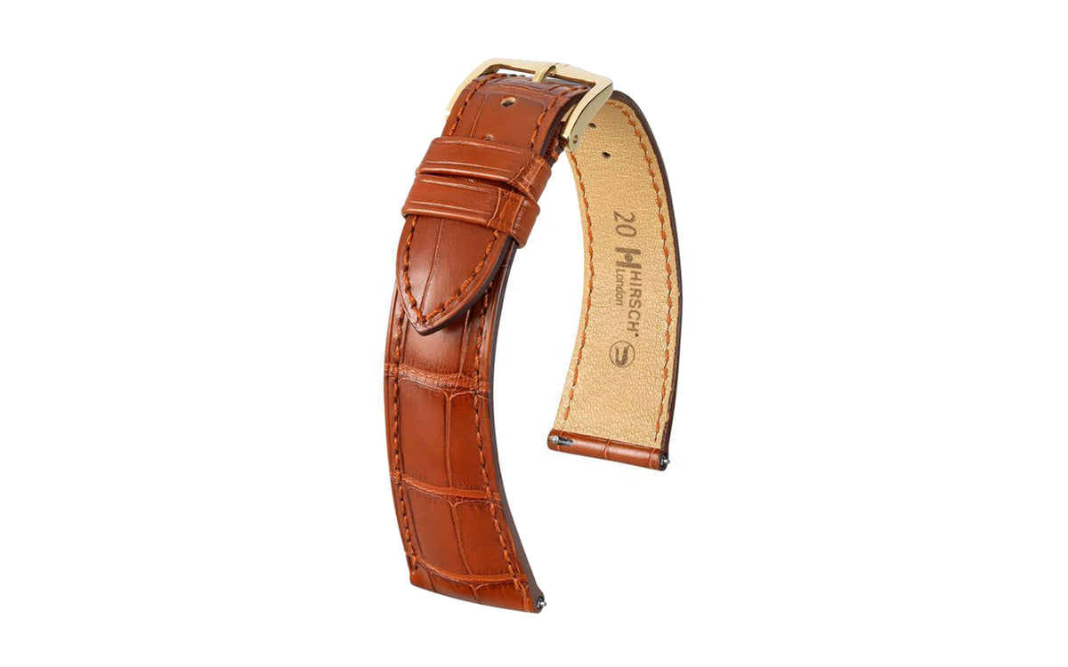 London by HIRSCH - Men&#39;s Golden Brown Louisiana Alligator Watch Strap