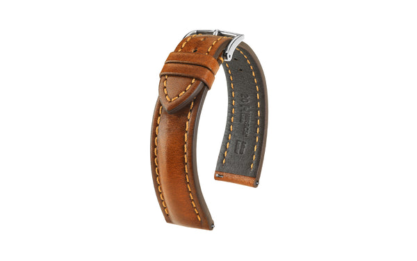 Lucca by HIRSCH - Men's Golden Brown Calfskin Leather Watch Strap