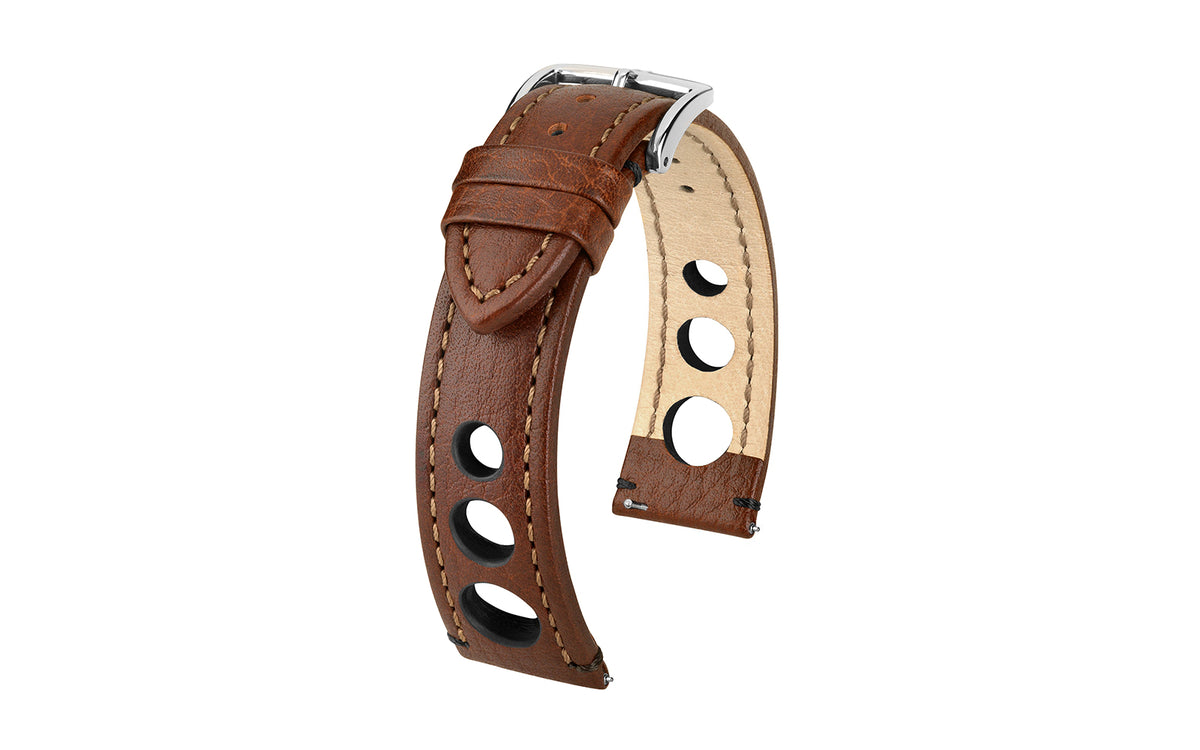 Rally by HIRSCH - Men&#39;s Brown Artisan Racing Leather Watch Strap