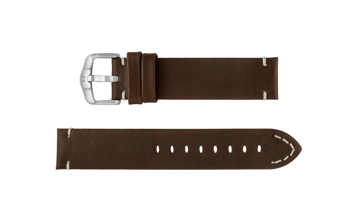Ranger by HIRSCH - Men&#39;s Brown Retro Calfskin Leather Watch Strap