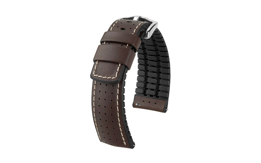 Tiger by HIRSCH - Brown Perforated Smooth Calfskin Performance Watch Strap