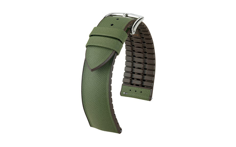 Arne by HIRSCH - Olive Textured Sports Leather Performance Watch Strap