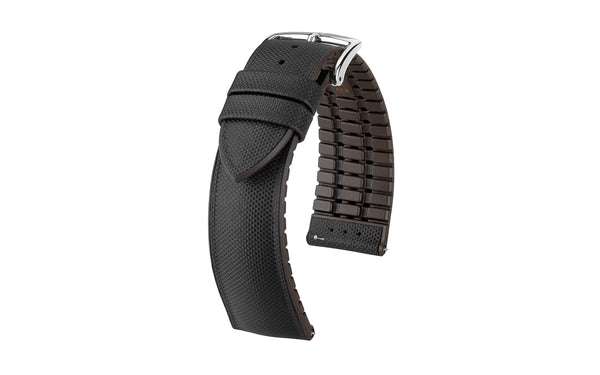 Arne by HIRSCH - Black Textured Sports Leather Performance Watch Strap