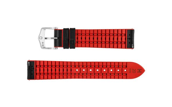 Andy by HIRSCH - Black & Red Alligator Embossed Calfskin Performance Watch Strap