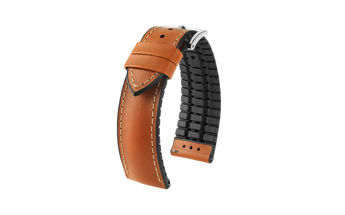 James by HIRSCH - Golden Brown Italian Calfskin Performance Watch Strap