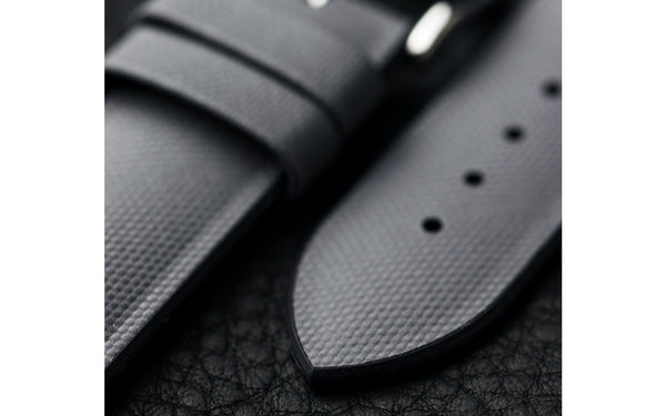 Arne by HIRSCH - Gray Textured Sports Leather Performance Watch Strap