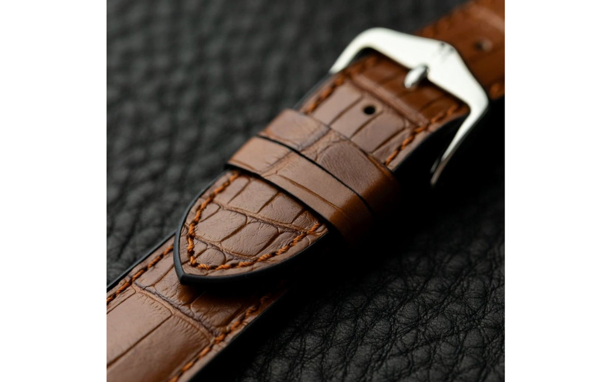 Ian by HIRSCH - Golden Brown Louisiana Alligator Performance Watch Strap