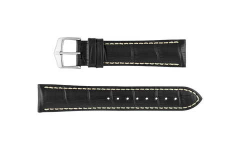 Modena by HIRSCH - Men's Black Alligator Grain Leather Watch Strap