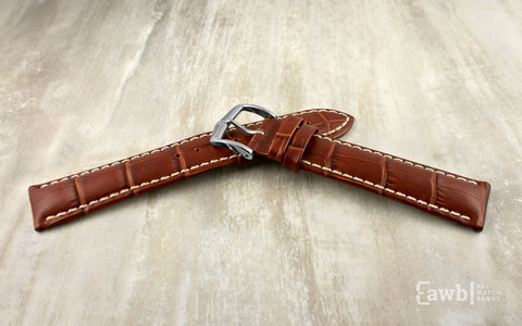 Modena by HIRSCH - Men's Golden Brown Alligator Grain Leather Watch Strap