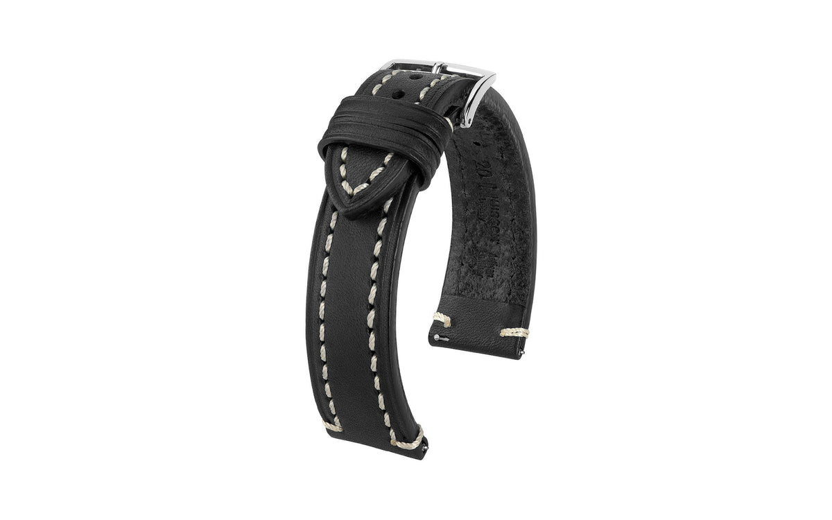 Liberty by HIRSCH - Men&#39;s Black Saddle Leather Watch Strap