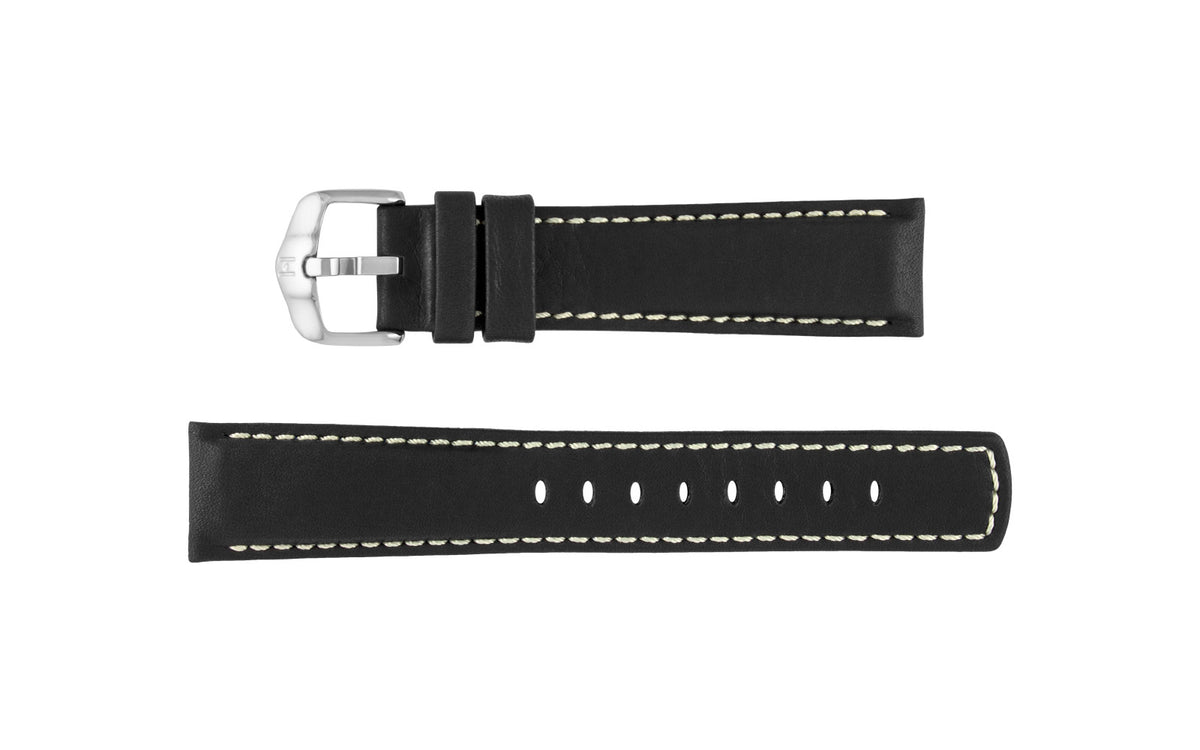 Mariner by HIRSCH - Men&#39;s Black Soft-Touch Waterproof Leather Watch Strap