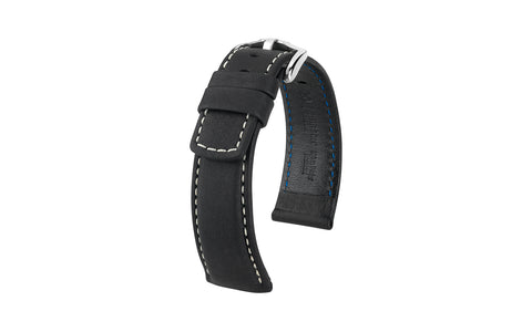 Mariner by HIRSCH - Men's Black Soft-Touch Waterproof Leather Watch Strap