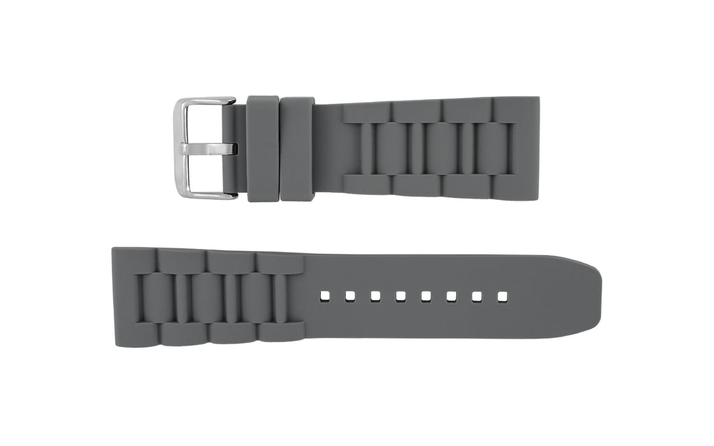 AWB Men's Gray Silicone Oyster Style Link Diver Watch Band
