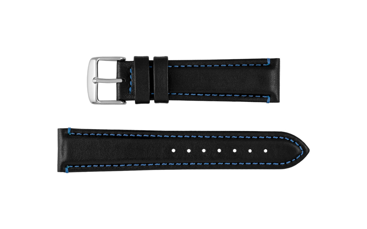 AWB Waterproof Series - Men&#39;s Black &amp; Blue Sport Leather Watch Strap