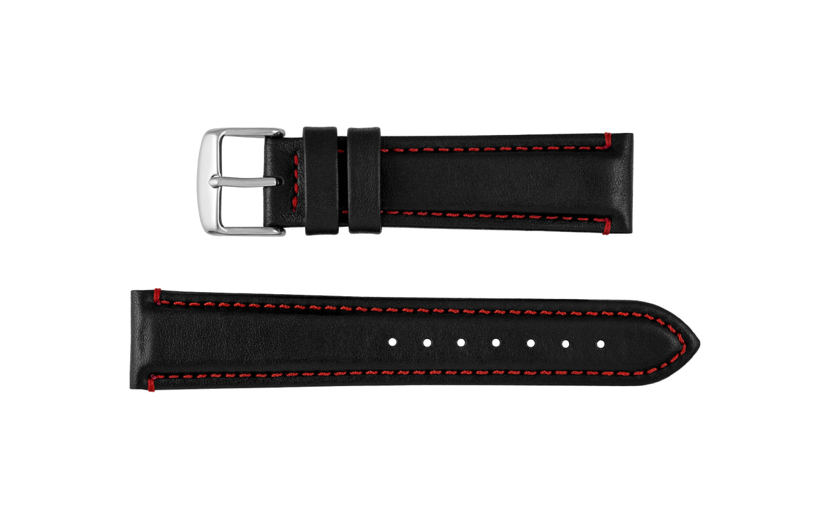 AWB Waterproof Series - Men&#39;s Black &amp; Red Sport Leather Watch Strap