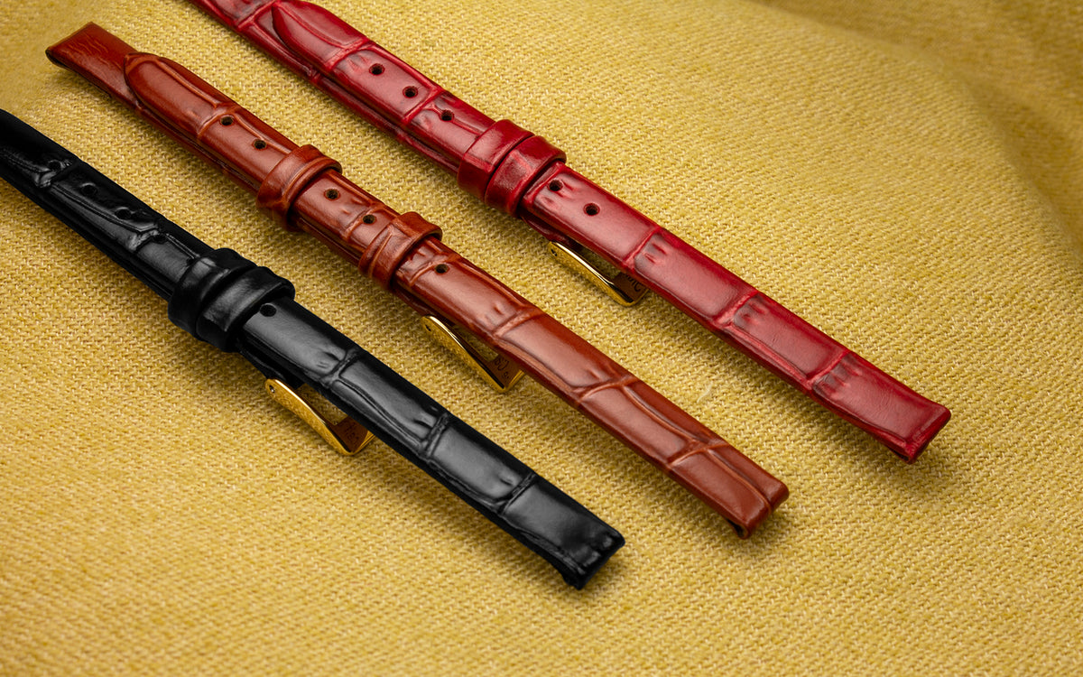 AWB Women&#39;s Crimson Louisiana Alligator Grain Leather Watch Strap