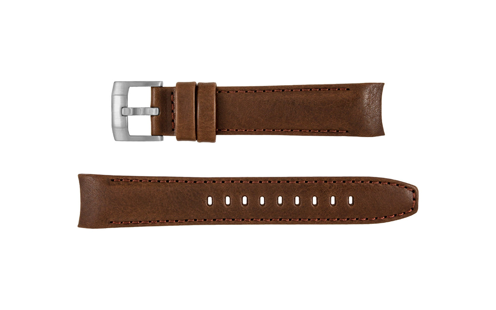 AWB Men's Brown Curved End Italian Calfskin Leather Watch Strap