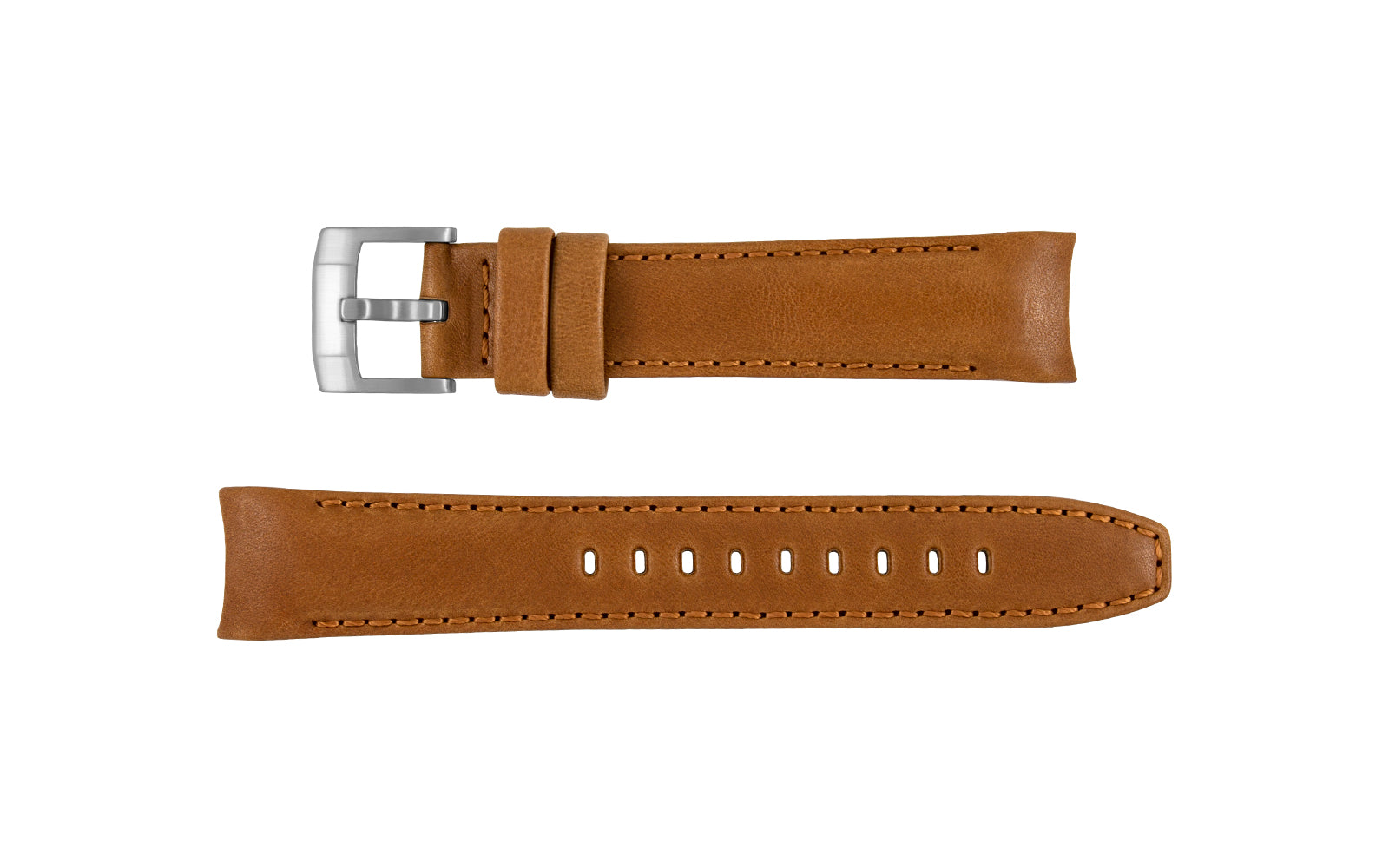 Men's 20mm Rolex Style Curved End Tan Calfskin Leather Watch