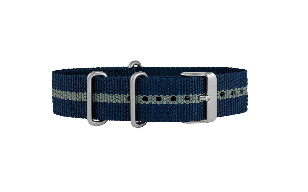 AWB Men&#39;s Navy &amp; Gray Stripe Ballistic Nylon Watch Strap