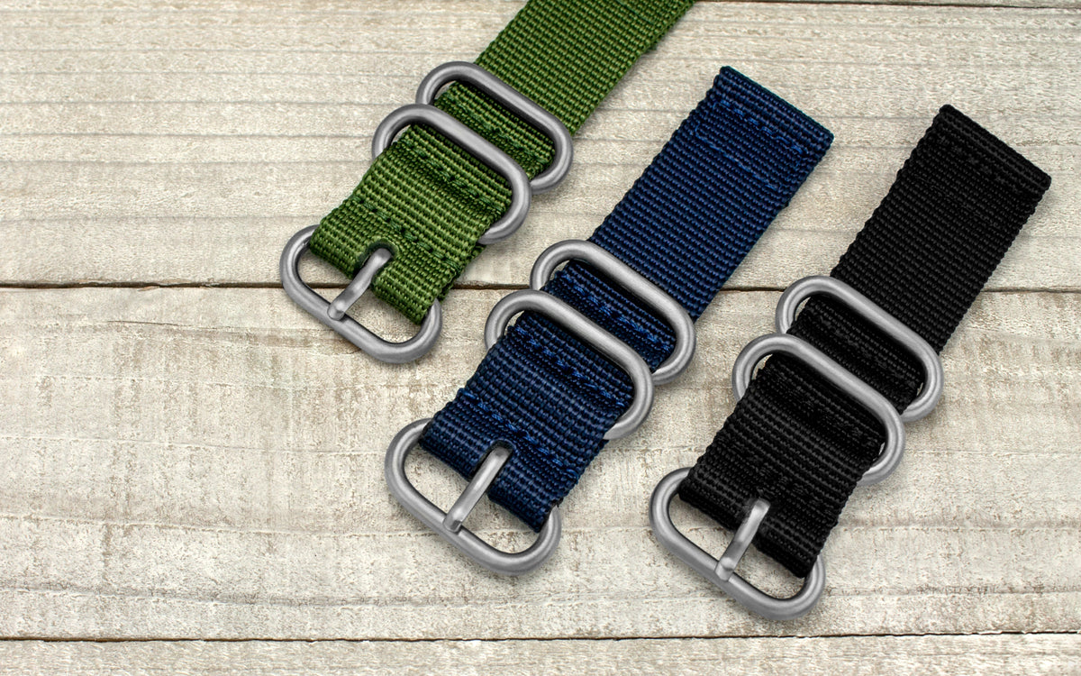 AWB Black/Gray Stripe Two-Piece Ballistic Nylon Watch Strap