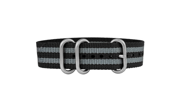 AWB Black/Gray Stripe Ballistic Nylon Watch Strap