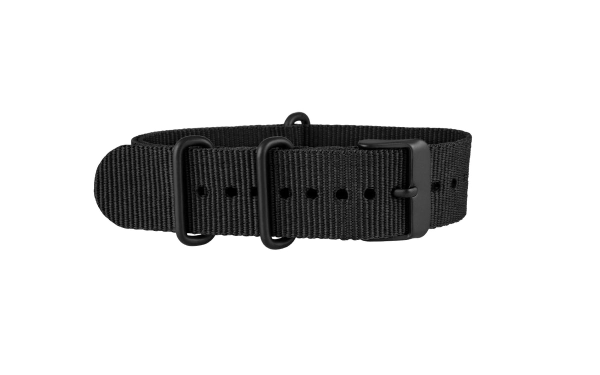 AWB Men&#39;s Jet Black Ballistic Nylon Watch Strap
