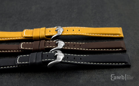Mariner by HIRSCH - Men's Brown Soft-Touch Waterproof Leather Watch Strap
