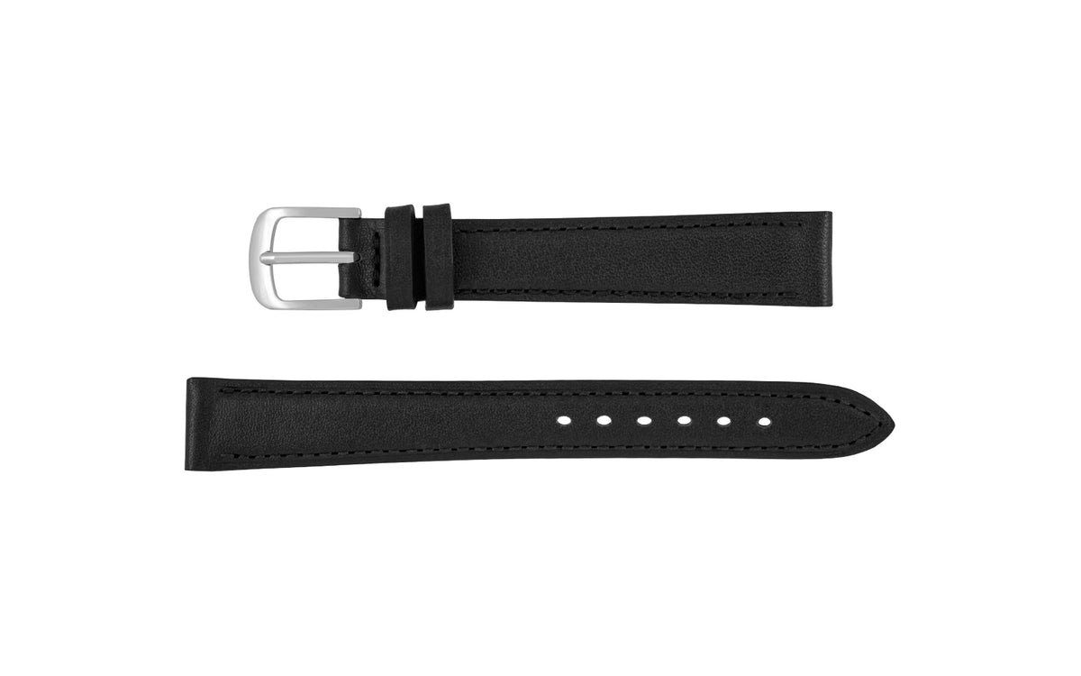 Fleurus France - Women&#39;s LONG Black Stitched Leather Watch Strap