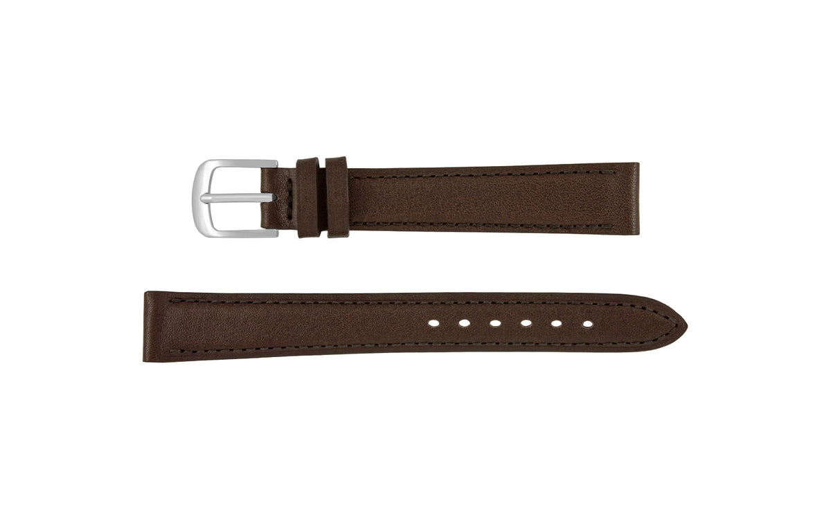 Fleurus France - Women&#39;s LONG Espresso Stitched Leather Watch Strap