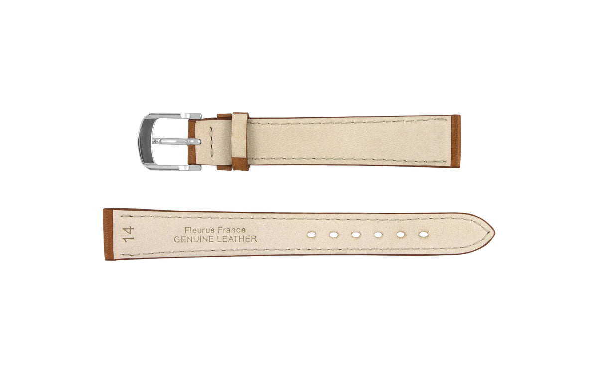 Fleurus France - Women&#39;s LONG Tan Stitched Leather Watch Strap