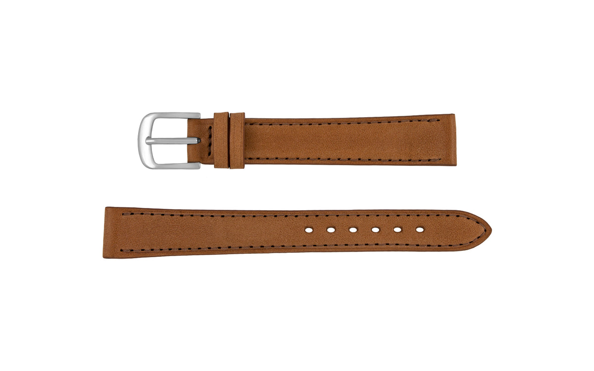 Fleurus France - Women&#39;s LONG Tan Stitched Leather Watch Strap