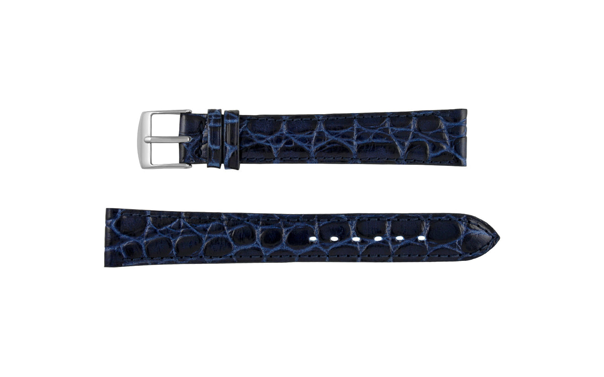 Fleurus France - Men&#39;s Navy Crocodile Grain Embossed Leather Watch Strap