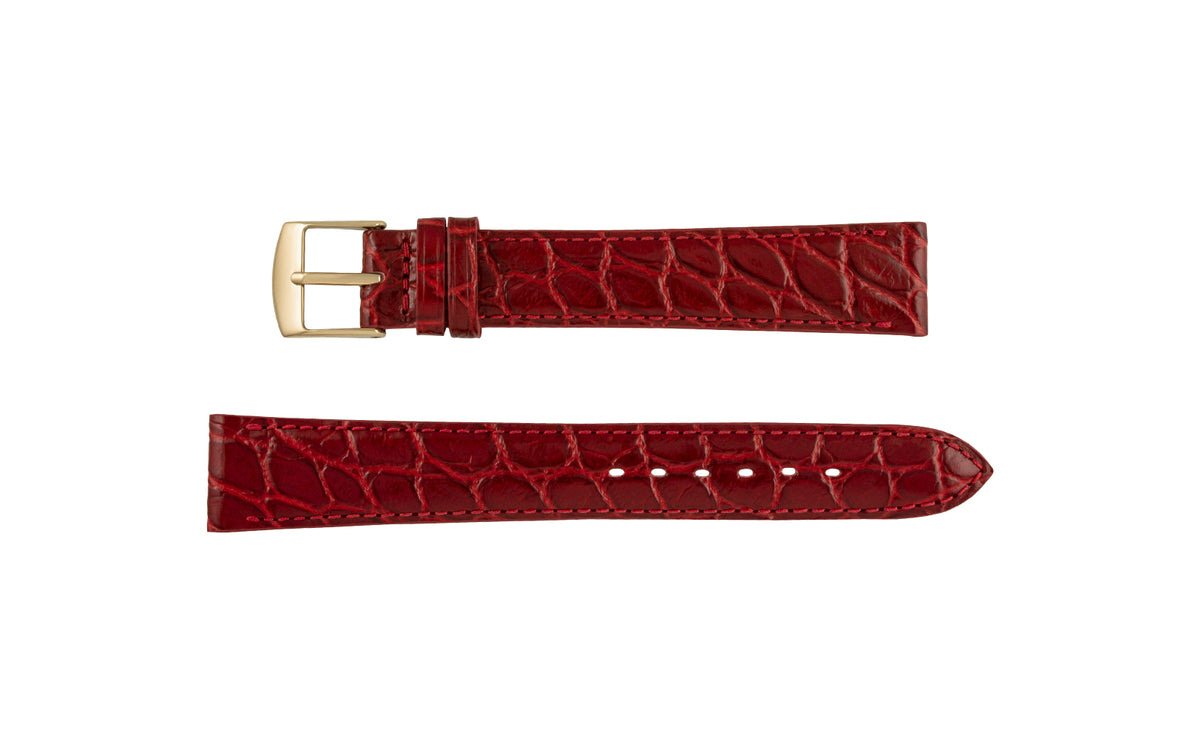 Fleurus France - Women&#39;s Crimson Crocodile Grain Embossed Leather Watch Strap